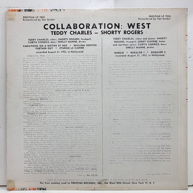Teddy Charles / Collaboration West prlp7028 :通販 ジャズ レコード 買取 Bamboo Music