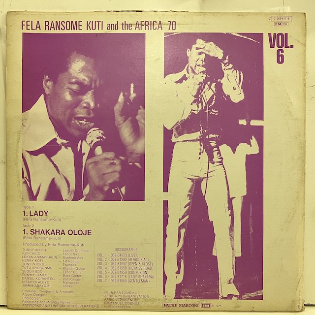 Fela Ransome Kuti & The Africa'70 / Lady Shakara　2C062-81718 :通販 ジャズ レコード  買取 Bamboo Music