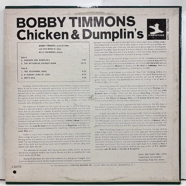 ○即決LP Bobby Timmons / Chicken & Dumplins pr7429 j36601 米