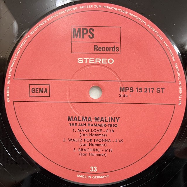 □即決 MPSフュージョン Jan Hammer / Malma Maliny mps15 217 st 独