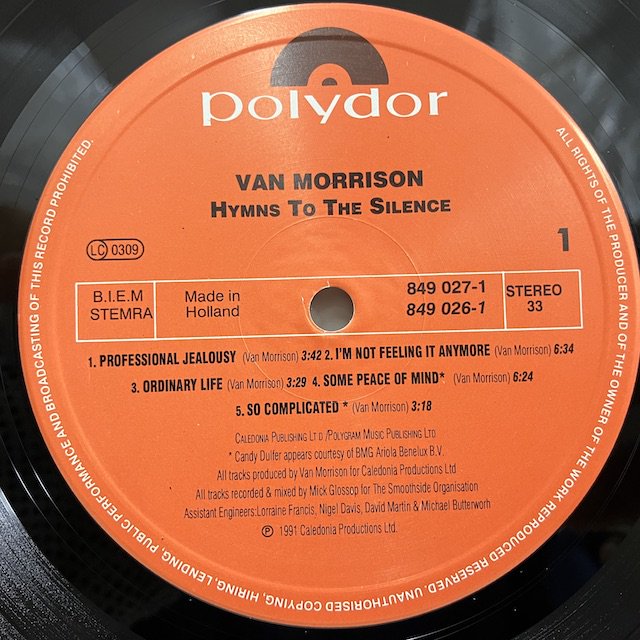 Van Morrison / Hymns To The Silence 849026-1 :通販 ジャズ レコード 買取 Bamboo Music