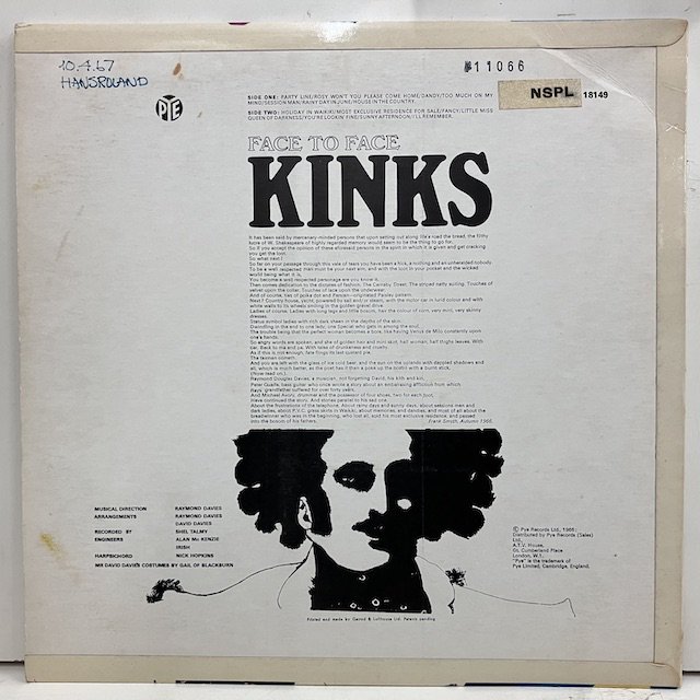 Kinks / Face to Face nspl18149 :通販 ジャズ レコード 買取 Bamboo Music