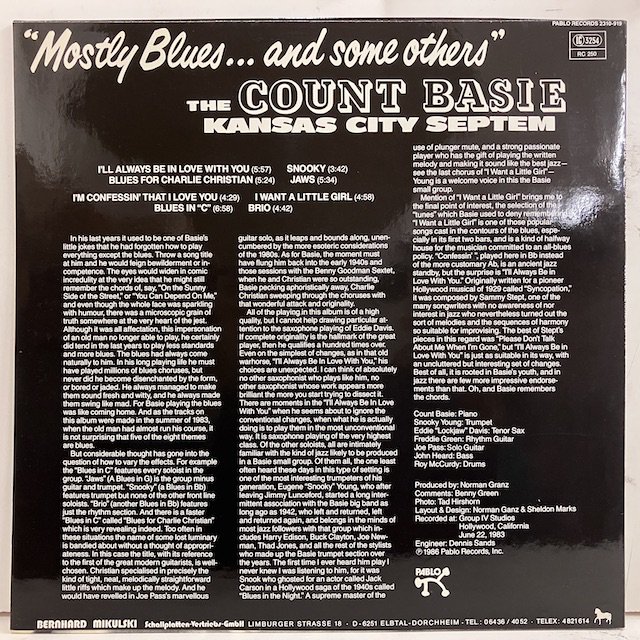 Count Basie / Mostly Blues And Some Others 2310-919 :通販 ジャズ レコード 買取 Bamboo  Music
