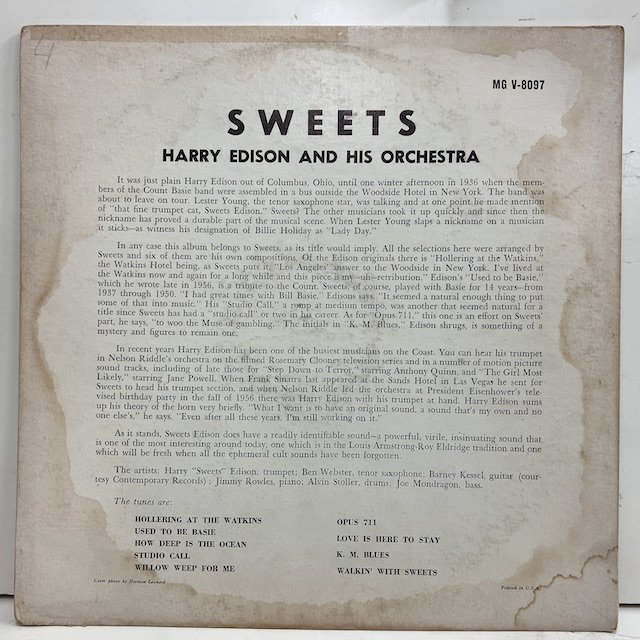 Harry Edison / Sweets Mgv-8097 :通販 ジャズ レコード 買取 Bamboo Music