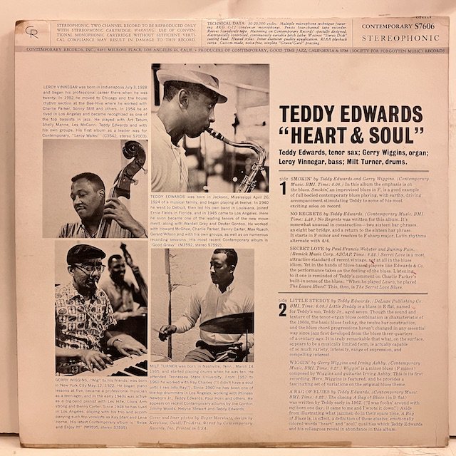 ○即決LP Teddy Edwards / Heart & Soul s7606 米オリジナル テディー