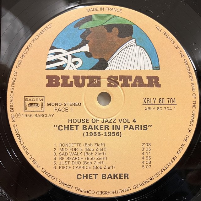 Chet Baker / Chet Baker In Paris 80.704/05 :通販 ジャズ レコード 買取 Bamboo Music