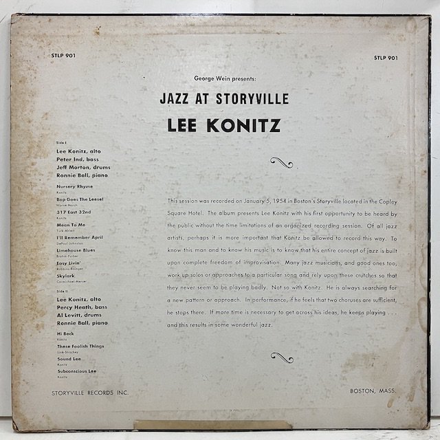 Lee Konitz / Jazz At Storyville stlp901 :通販 ジャズ レコード 買取 Bamboo Music