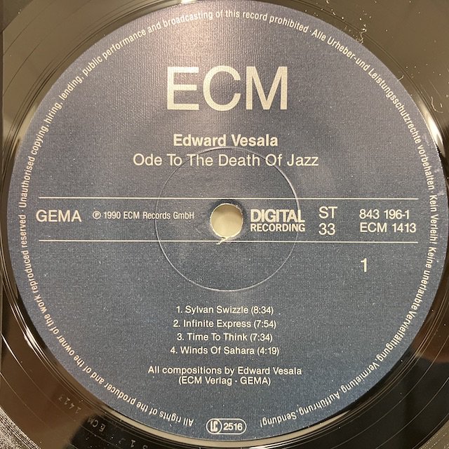 Edward Vesala / Ode To The Death Of Jazz ECM1413 :通販 ジャズ レコード 買取 Bamboo  Music