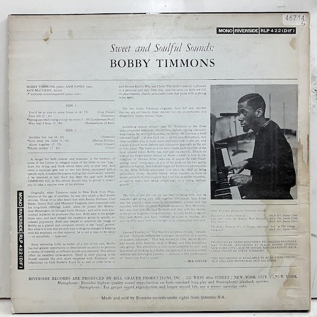 Bobby Timmons / Sweet and Soulful Sounds rlp422 :通販 ジャズ レコード 買取 Bamboo Music