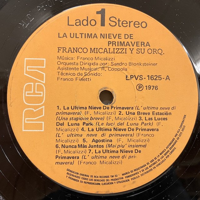 Franco Micalizzi / La Ultima Nieve De Primavera LPVS-1625 :通販 ジャズ レコード 買取  Bamboo Music