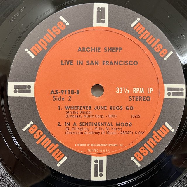 Archie Shepp / Live in San Francisco As9118 :通販 ジャズ レコード 買取 Bamboo Music