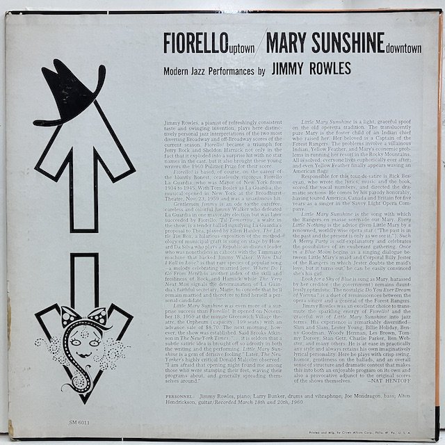 ○即決LP Jimmy Rowles / Fiorello Uptown SM6011 j37427 米オリジナル