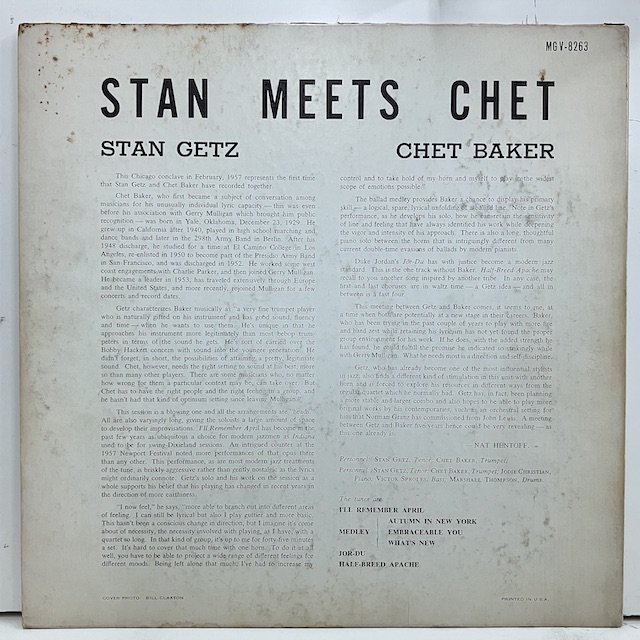 Stan Getz / Stan meets Chet Mgv8263 :通販 ジャズ レコード 買取 Bamboo Music