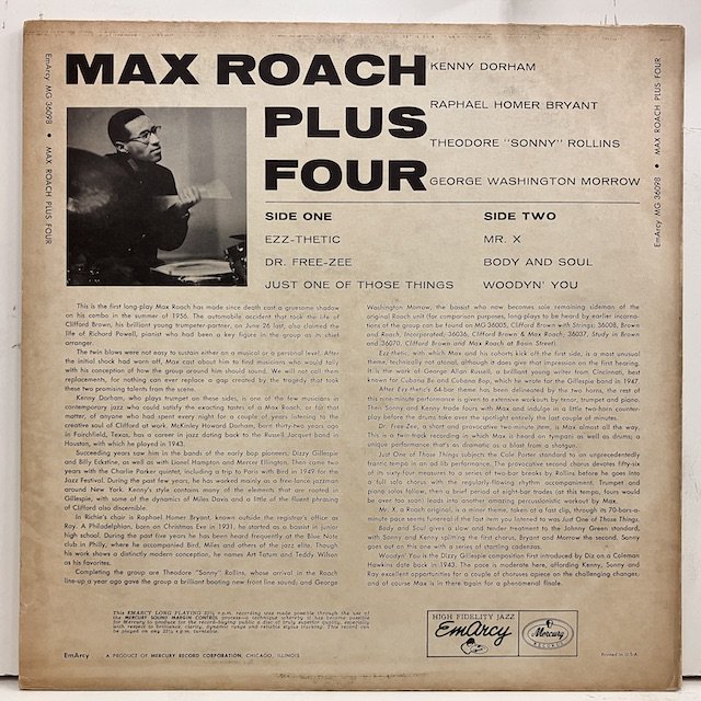 ○即決LP Max Roach / Plus Four Mg36098 jj37523 米オリジナル