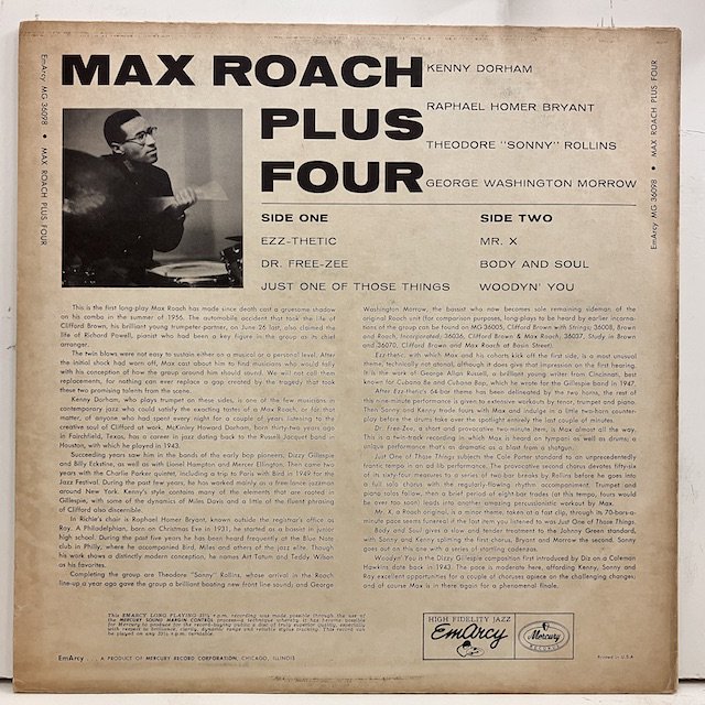 Max Roach / Plus Four Mg36098 :通販 ジャズ レコード 買取 Bamboo Music