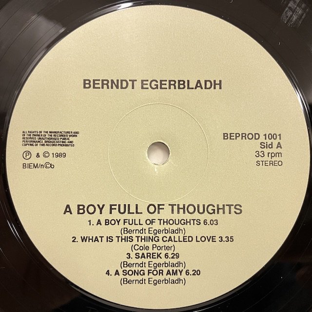 ○即決LP Berndt Egerbladh / A Boy Full of Thoughts 1001 ej3507