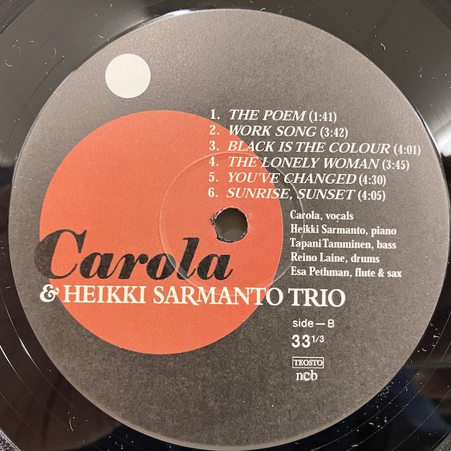 Carola & Heikki Sarmanto Trio / Carola & Heikki Sarmanto Trio JAZZPUU-8LP  :通販 ジャズ レコード 買取 Bamboo Music