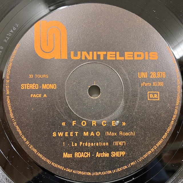 Max Roach Archie Shepp / Force uni28.976 :通販 ジャズ レコード 買取 Bamboo Music