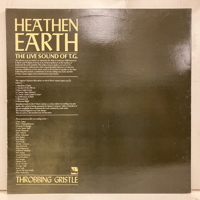 Throbbing Gristle / Heathen Earth IR0009 :通販 ジャズ レコード 買取 Bamboo Music