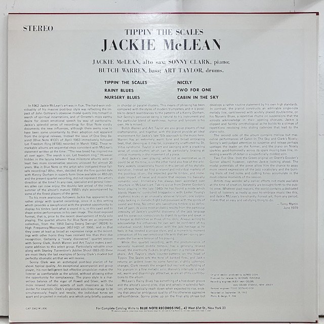 Jackie McLean / Tippin' The Scales GXF3062 :通販 ジャズ レコード 買取 Bamboo Music