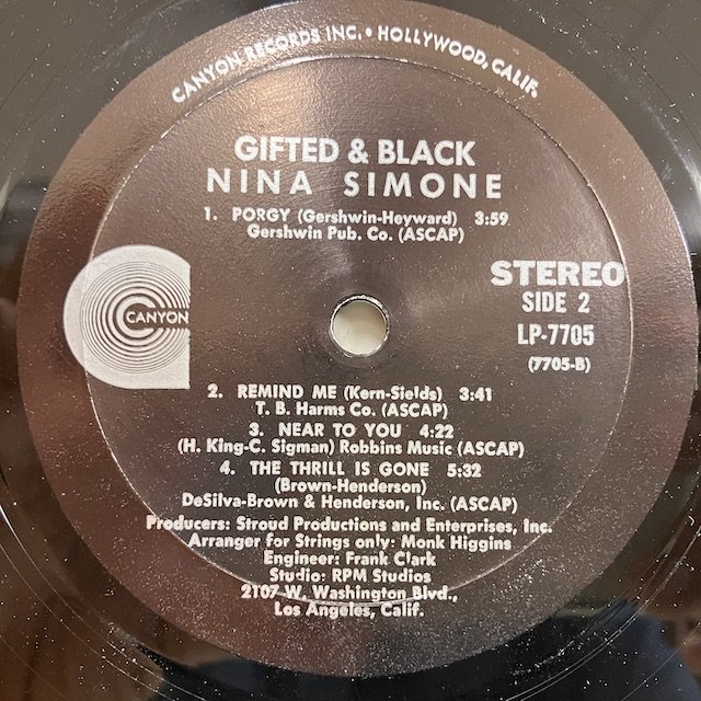 Nina Simone / Gifted & Black lp-7705 - Bamboo Music / バンブー