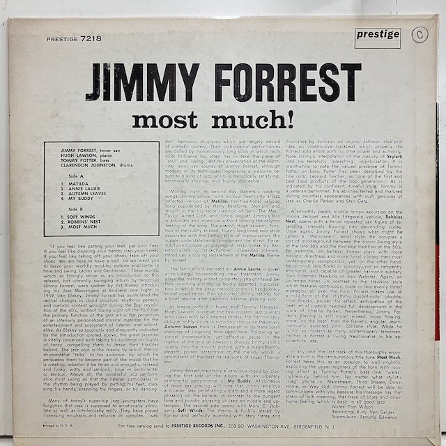 ○即決LP Jimmy Forrest / Most Much prlp7218 j37832 米オリジナル