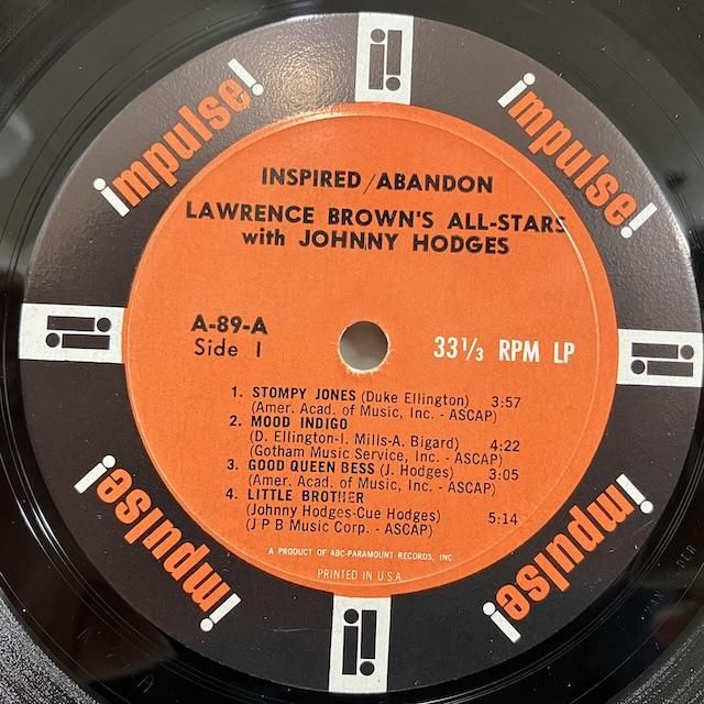 （訳ありセール 格安） Lawrence Brown Johnny Hodges / Inspired Abandon a-89 :通販 洋楽
