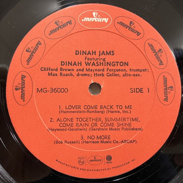 Dinah Washington / Dinah Jams mg36000 :通販 ジャズ レコード 買取