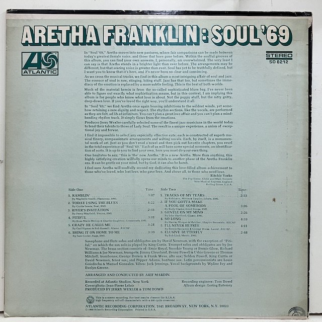 Aretha Franklin / Soul 69 sd8212 :通販 ジャズ レコード 買取 Bamboo Music