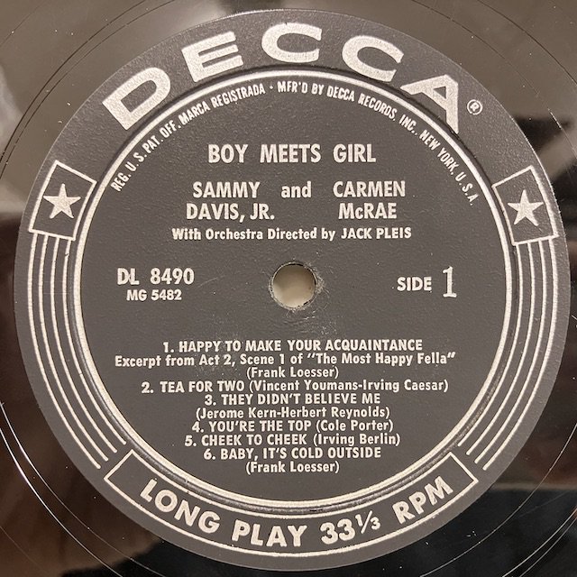 Carmen McRae Sammy Davis jr / Boy Meets Girl dl8490 :通販 ジャズ レコード 買取 Bamboo  Music