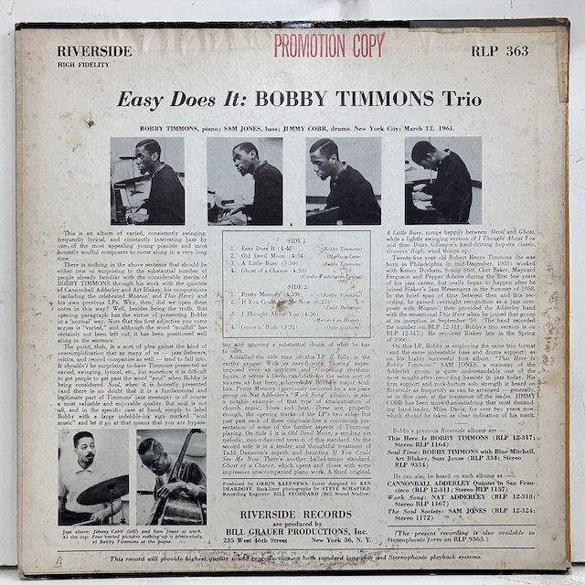 Bobby Timmons / Easy Does It rlp363 :通販 ジャズ レコード 買取 Bamboo Music