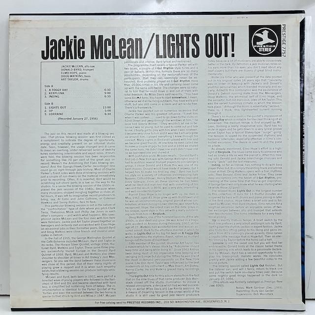 Jackie McLean / Lights Out prst7757 :通販 ジャズ レコード
