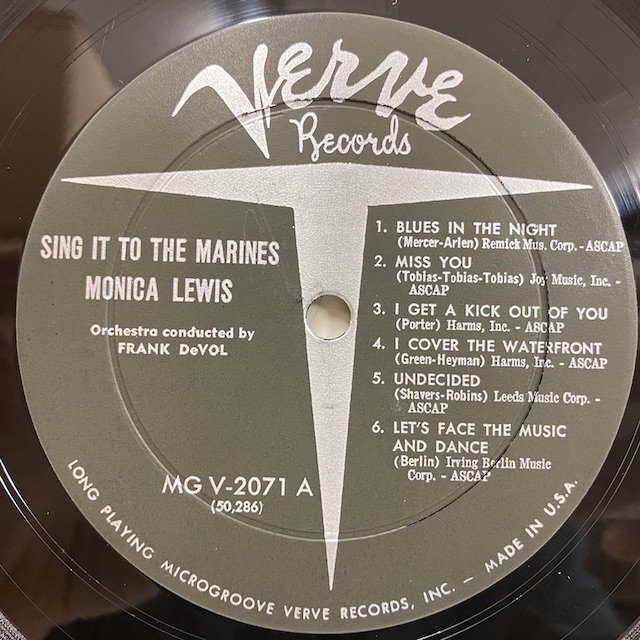 Monica Lewis / sing it to the Marines mgv2071 :通販 ジャズ レコード 買取 Bamboo Music