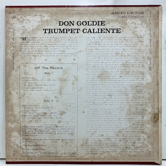 Don Goldie / Trumpet Caliente djlp708 :通販 ジャズ レコード 買取 Bamboo Music