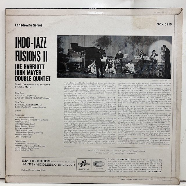 Joe Harriott John Mayer Double Quintet / Indo Jazz Fusions II scx6215 :通販  ジャズ レコード 買取 Bamboo Music