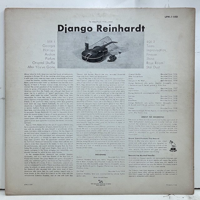 Django Reinhardt / In Memoriam 1908-1954 LPM1100 :通販 ジャズ レコード 買取 Bamboo  Music