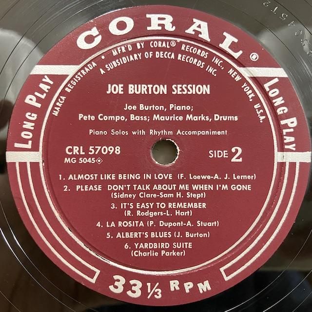 Joe Burton / Session Piano Solos With Rhythm Accompaniment