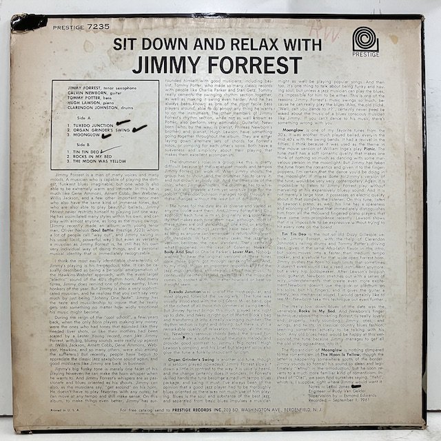 Jimmy Forrest / Sit Down And Relax prlp7235 :通販 ジャズ レコード