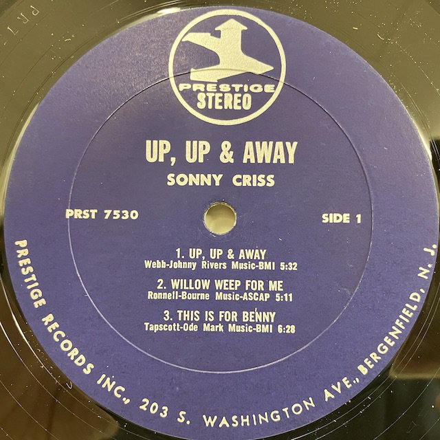 ○即決LP Sonny Criss / Up Up and Away j37576 米オリジナル、Trident