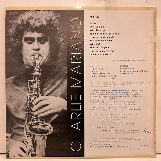 Charlie Mariano / Mirror Sd1608 :通販 ジャズ レコード 買取 Bamboo Music