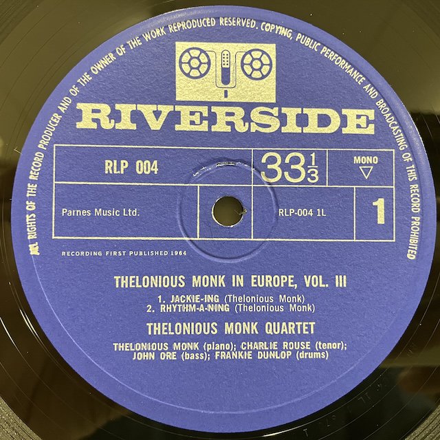 Thelonious Monk / In Europe Vol3 rlp004 :通販 ジャズ レコード 買取