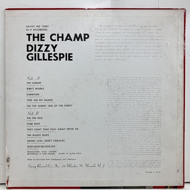 □即決 JAZZ Dizzy Gillespie / the Champ Mg12047 j38758 米