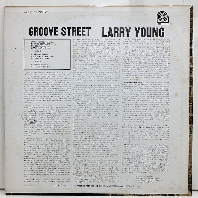 Larry Young / Groove Street prst7237 :通販 ジャズ レコード 買取