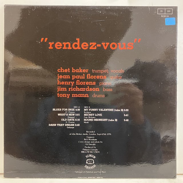 Chet Baker / Rendez-Vous bgw3104 :通販 ジャズ レコード 買取 Bamboo Music
