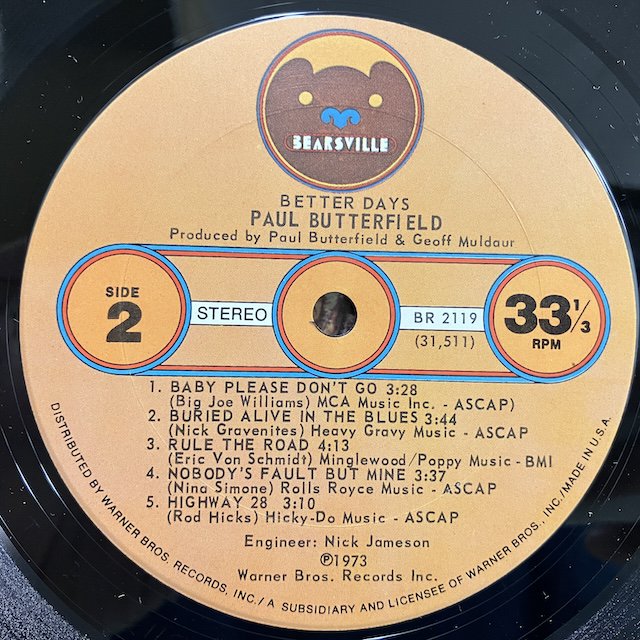 Paul Butterfield / Better Days BR2119 :通販 ジャズ レコード 買取