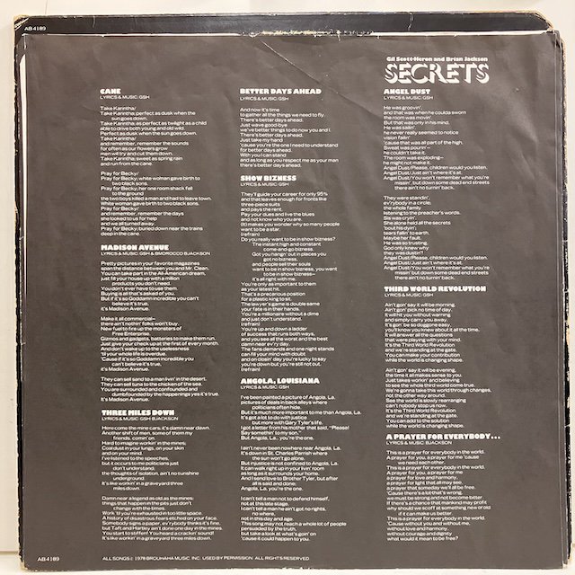 gil scott-heron & brian jackson secrets 国内盤 レコード トップ lp