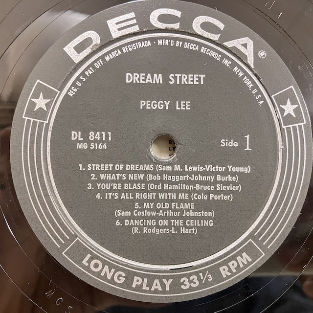 Peggy Lee / Dream Street dl8411 :通販 ジャズ レコード 買取 Bamboo