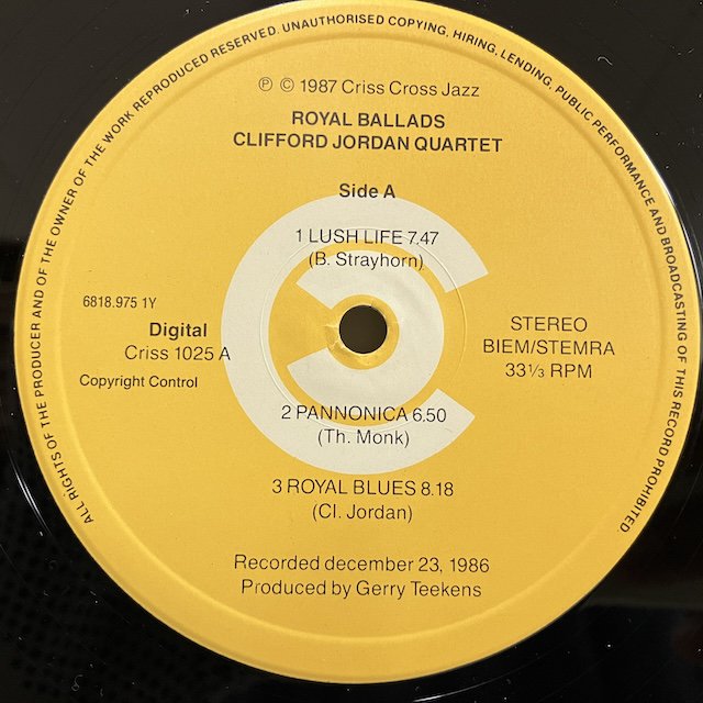Clifford Jordan / Royal Ballads criss1025 :通販 ジャズ レコード 買取 Bamboo Music