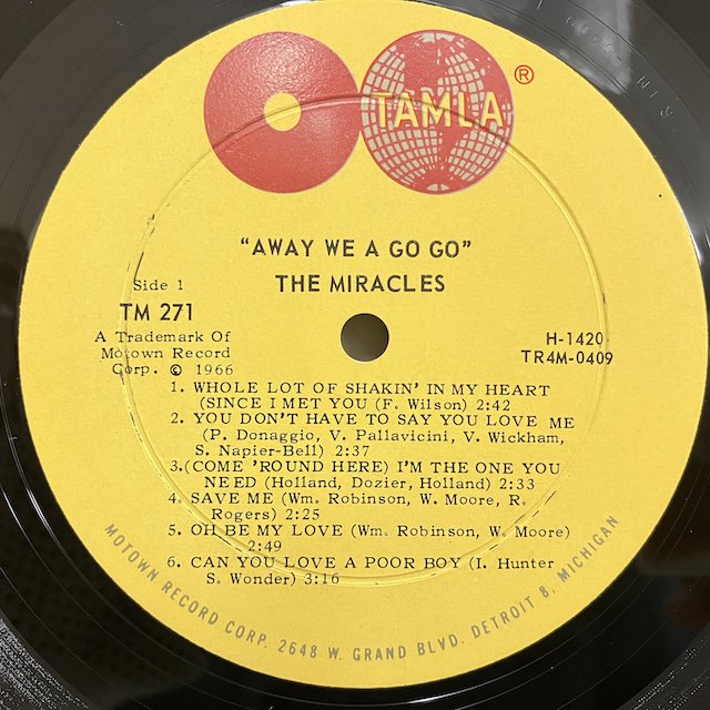 Smokey Robinson & The Miracles / Away We A Go Go TM271 :通販 ジャズ レコード 買取  Bamboo Music