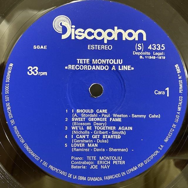Tete Montoliu / Recordando A Line S4335 :通販 ジャズ